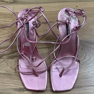Nine West Metallic Pink Strappy Heels